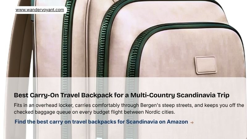 Olive green 40 liter carry-on travel backpack best main bag for multi-country Scandinavia packing list