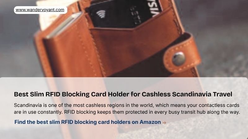 Slim RFID blocking travel card holder essential security item for cashless Scandinavia travel across all four countries