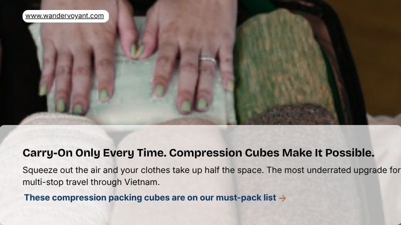 Compression packing cubes for carry-on travel in Southeast Asia
