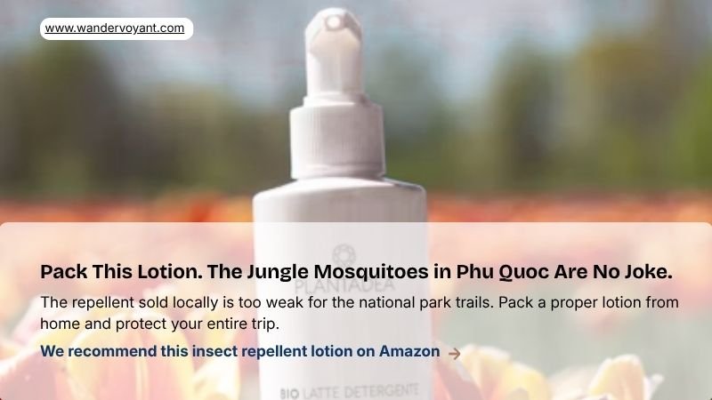 Insect repellent lotion for jungle hiking in Phu Quoc Vietnam
