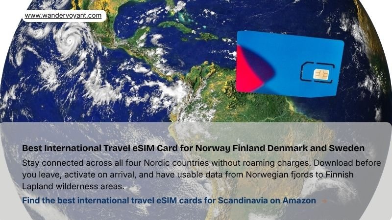 Smartphone showing active eSIM coverage essential connectivity for traveling across Norway Finland Denmark and Sweden