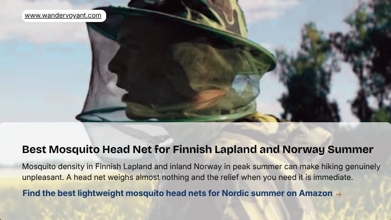 Lightweight mosquito head net essential summer item for Finnish Lapland and Norway fjord valley travel