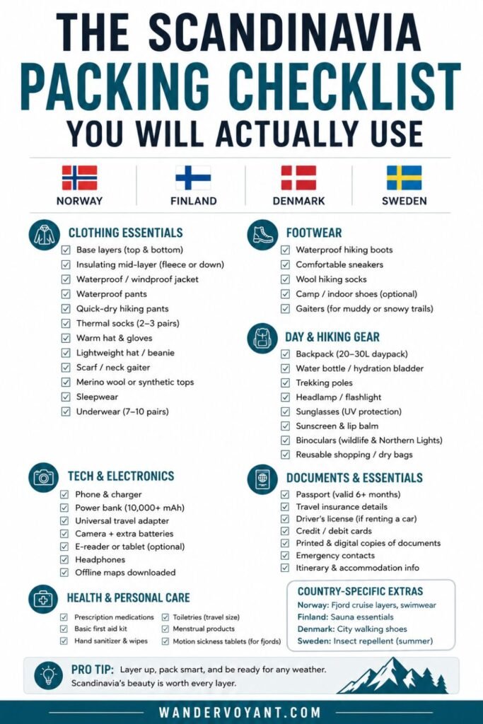 Scandinavia Travel Packining Check List
