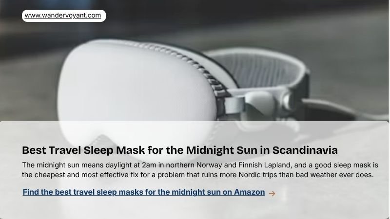 Soft travel sleep mask essential item for midnight sun in northern Norway and Finnish Lapland summer packing list