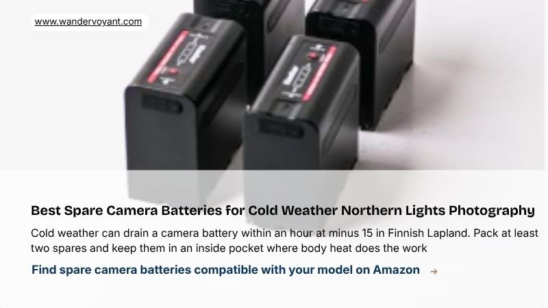 Spare camera batteries essential cold weather photography gear for Northern Lights and Scandinavia travel