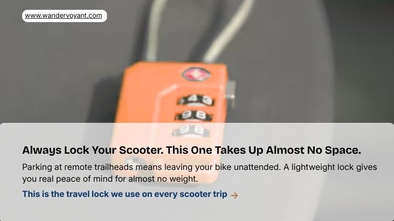 Lightweight travel lock for scooter parking in Phu Quoc Vietnam