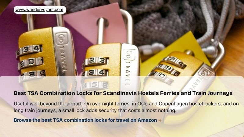 TSA approved combination locks on a travel backpack essential security for hostels ferries and trains in Scandinavia