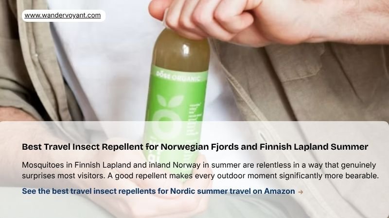Compact travel insect repellent essential for Norwegian fjord valleys and Finnish Lapland summer mosquito season