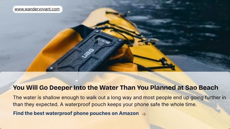 Waterproof phone pouch for swimming at Sao Beach Phu Quoc