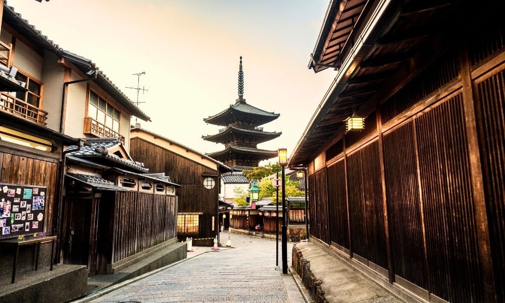 Kyoto accommodation options showing ryokan stays in Higashiyama, Gion, and Arashiyama neighborhoods.