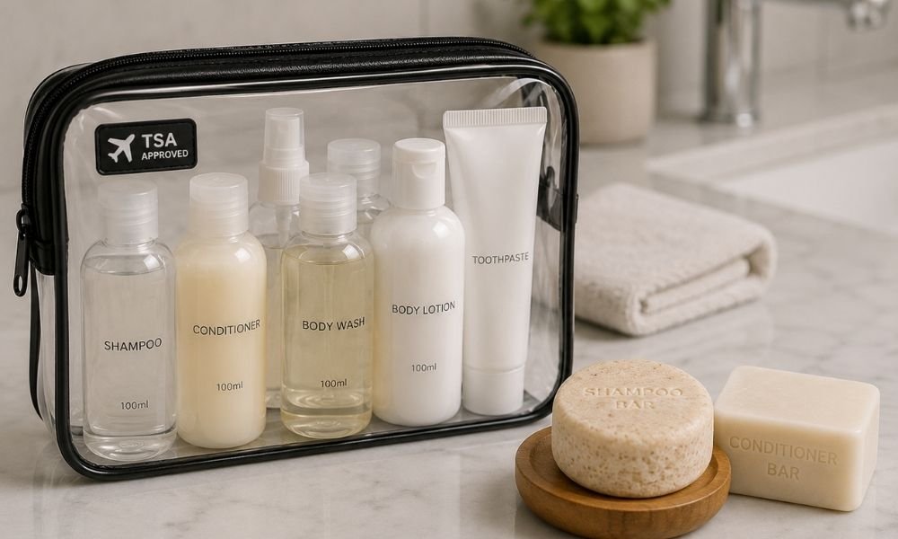 TSA-approved zip-lock toiletry bag 