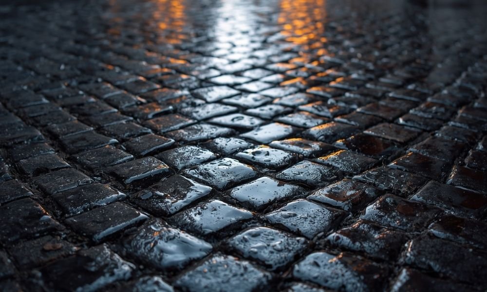 traditional Portuguese cobblestone paving in Lisbon