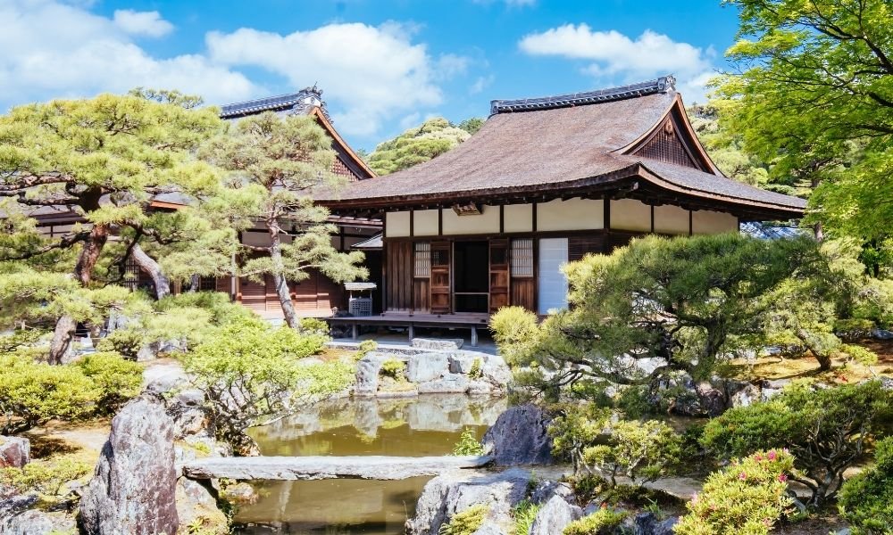 Ginkaku-ji Silver Pavilion in Kyoto with the sand garden, moss garden, and the pavilion building in the background