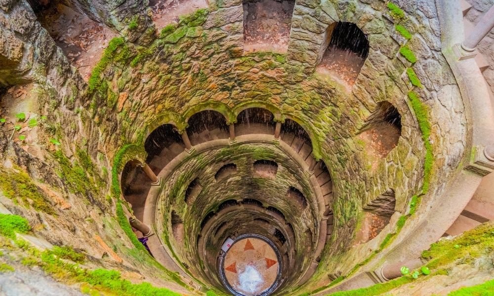 Initiation well at Quinta da Regaleira estate Sintra Portugal spiral staircase