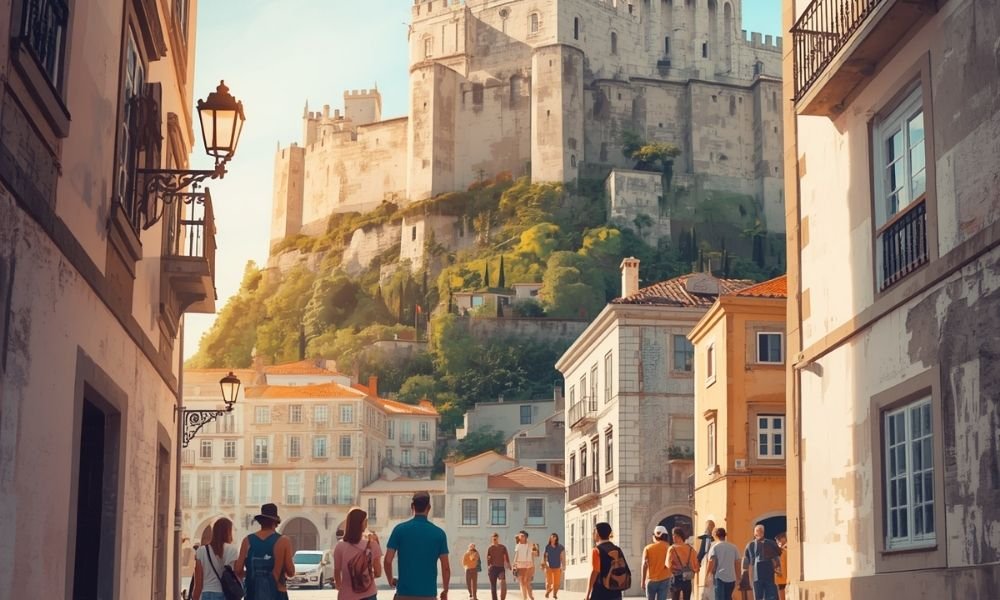 Alfama history walking tour group near São Jorge Castle