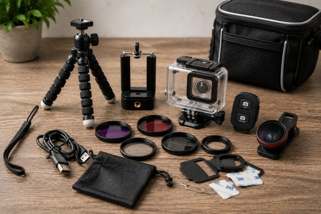 `Cheap camera accessory bundle with flimsy tripod and filters to avoid`