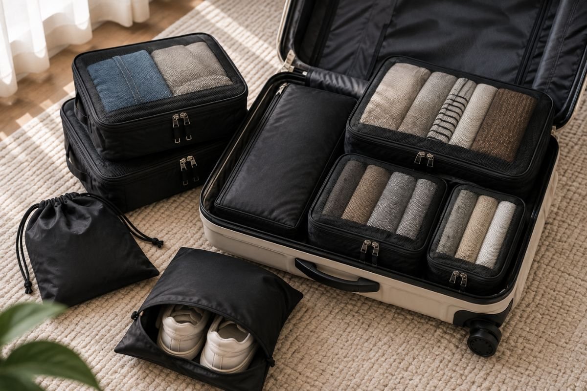 Organized compress suitcase