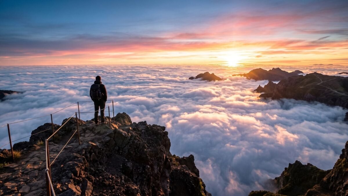 `Sunrise over the clouds at Pico do Arieiro on the Madeira itinerary`
