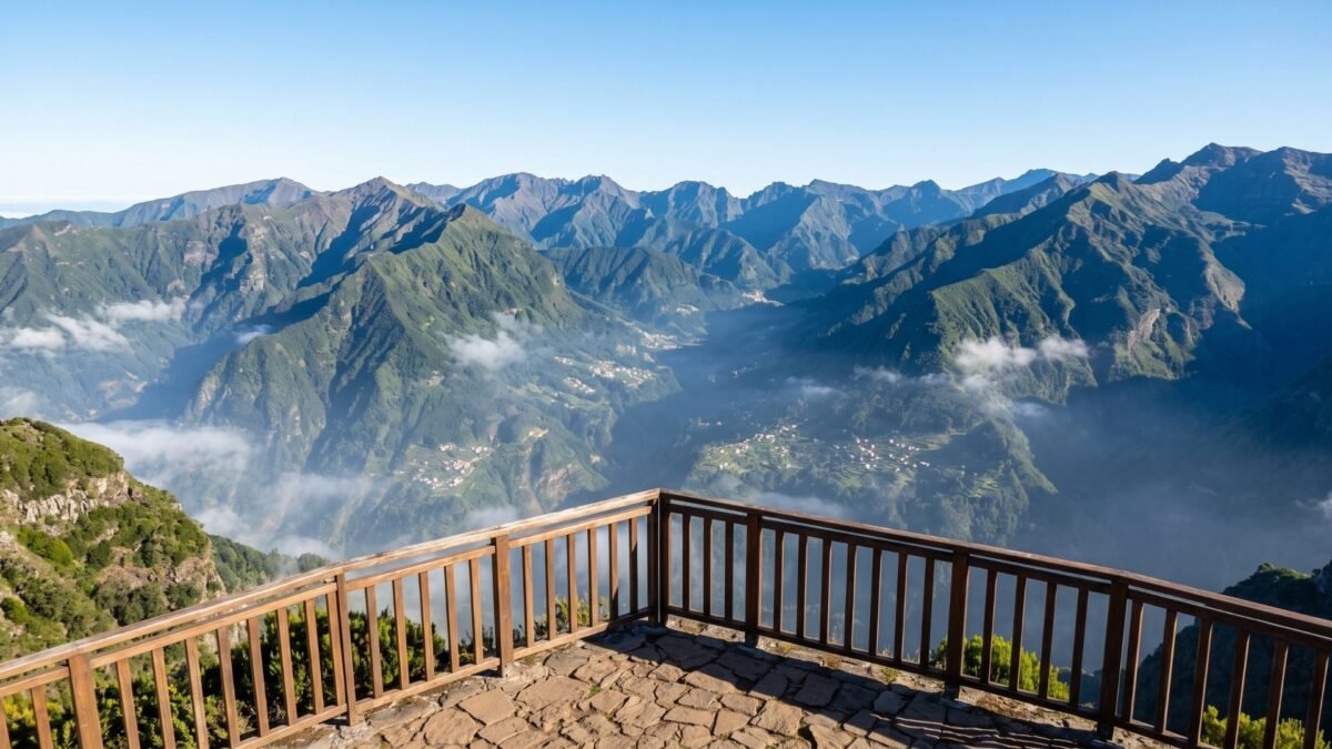 `View from Vereda dos Balcões viewpoint near Ribeiro Frio Madeira`