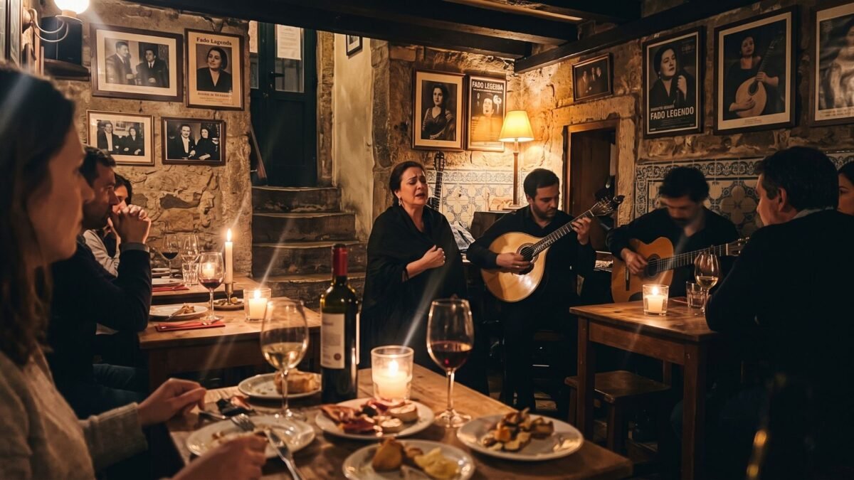 Candlelit Fado dinner show in Alfama, Lisbon, with singer and Portuguese guitar